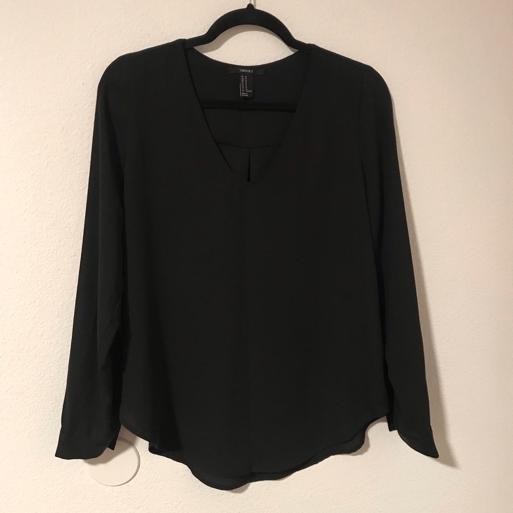 Black V-Neck Blouse